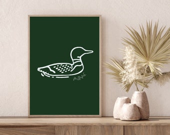 Loon art drawing Instant download Art Loon Drawing for Home Cabin Decor Outdoor-Inspired Housewarming Gift Featuring Minnesota Loon