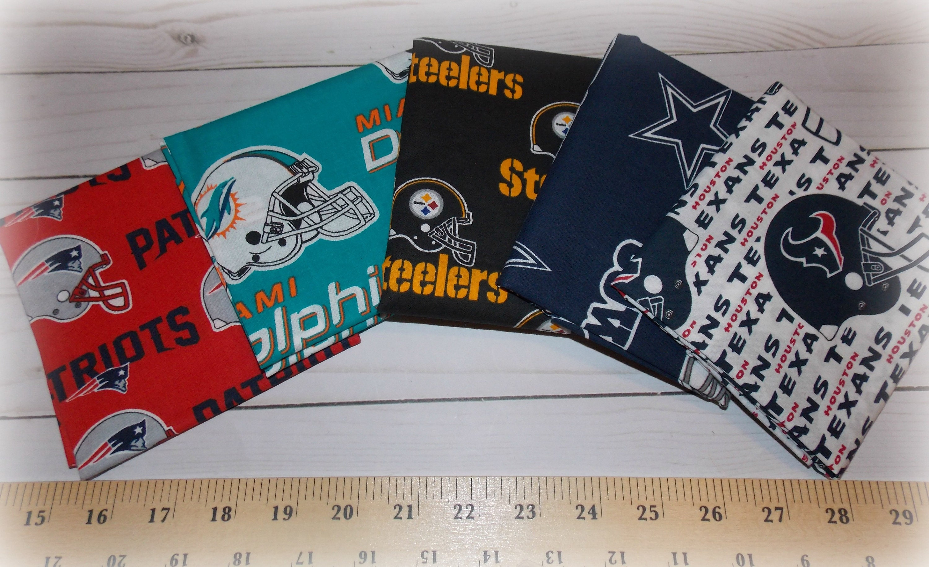 Lot of 5 NFL Football Fat Quarters cotton fabric Set Etsy