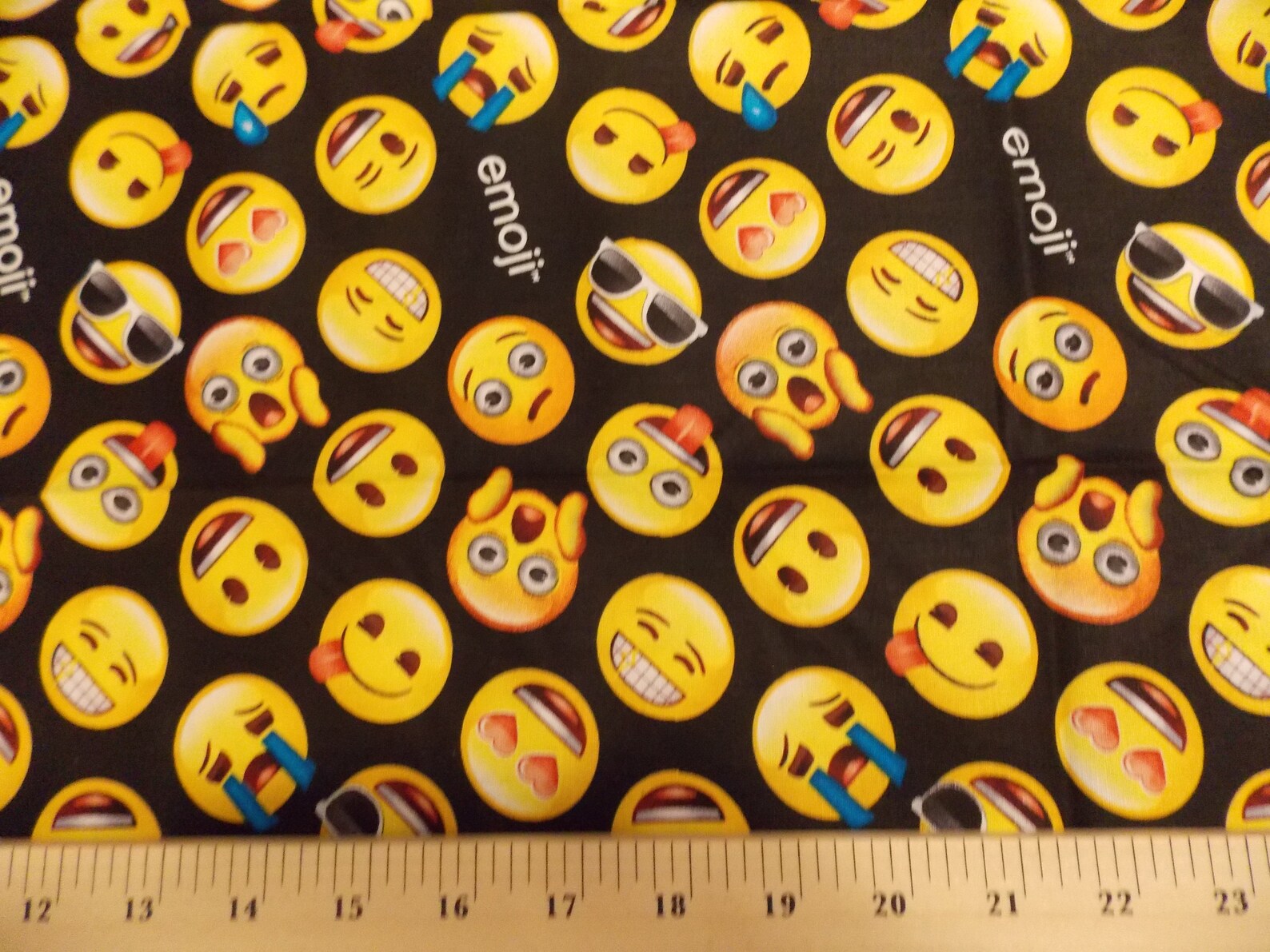 Emoji Black Cotton Fabric emojis Material by the FQ or Half Etsy