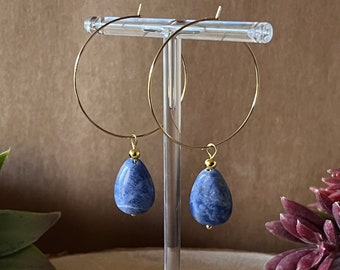 Natural stone hoop earrings