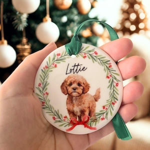 Personalized Cavapoo Christmas Ornament: Ceramic Keepsake Decoration