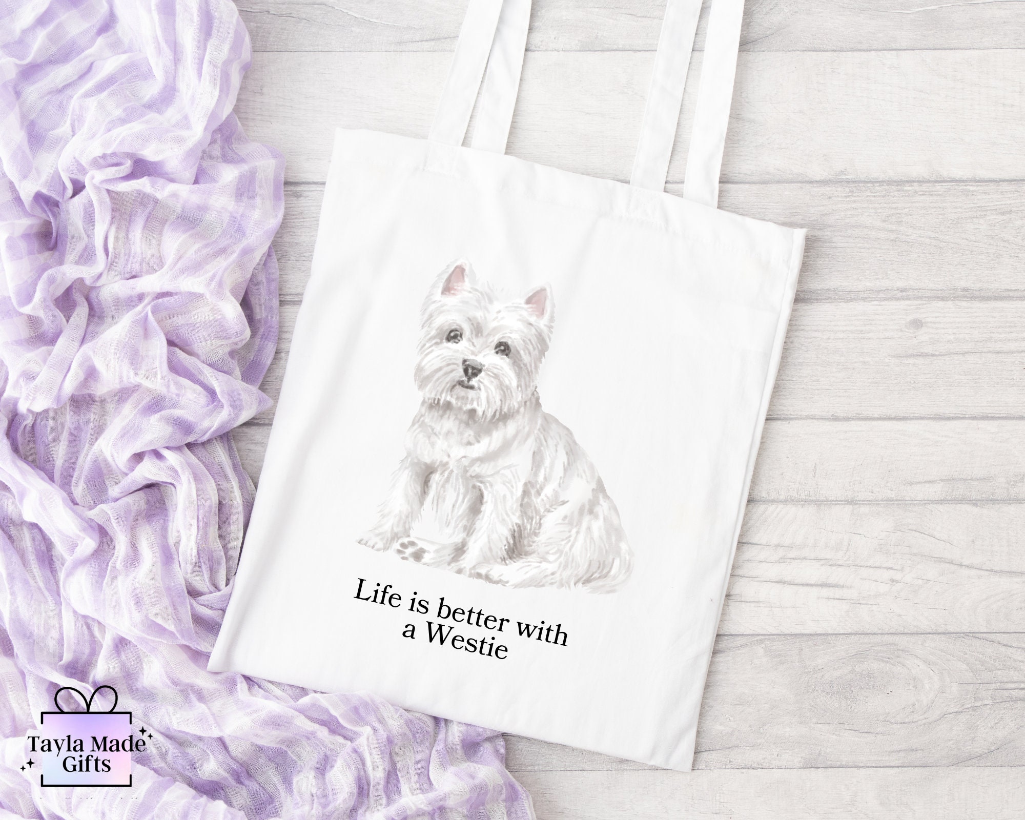 Westie Tote Bag Personalised Westie Gift Bag for Westie Owner