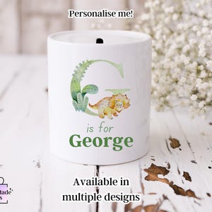 Personalised Money Box | Ceramic Saving Jar | Christening Keepsake | Animal Nursery Decor | New Baby Gift | First Birthday Gift | Piggy Bank