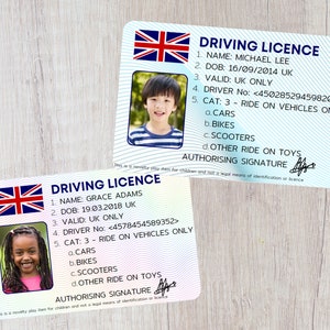 Personalised Child's Driving Licence / ID, Novelty Scooter / Bike / Ride-on Toy Licence, Imaginative Play, Gift for Children