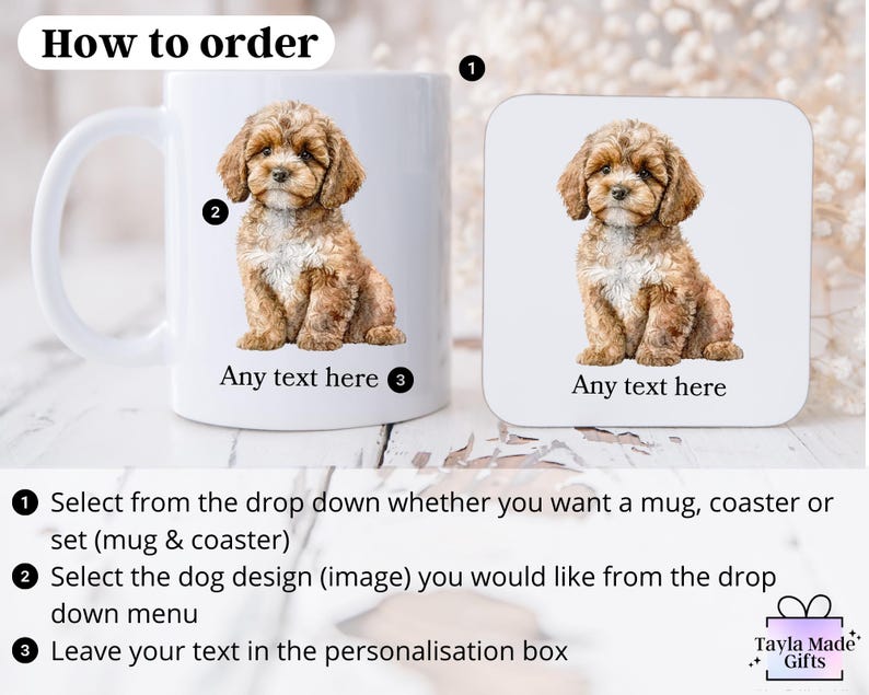 Personalized Cavapoo Mug and Coaster Set: Custom Dog Gift - Etsy