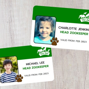 Insignia de identificación personalizada de cuidador del zoológico para niños: Juego de rol y disfraces