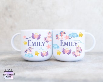 Personalized Unicorn Mug for Toddler: Unbreakable 6oz Polymer Cup