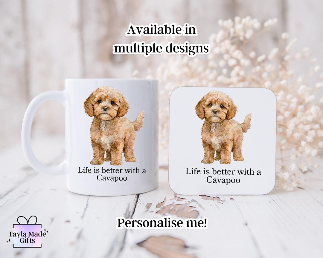 Personalized Cavapoo Mug and Coaster Set: Custom Dog Gift - Etsy UK