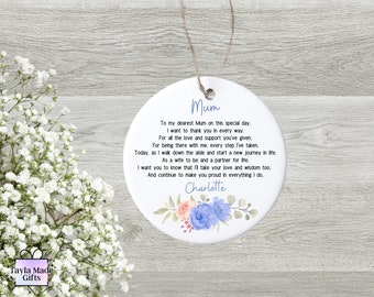 Mother of the Bride Wedding Gift | Sentimental Keepsake from Daughter | Floral Design  | Wedding Day Gift to Mum from Daughter | Unique Gift