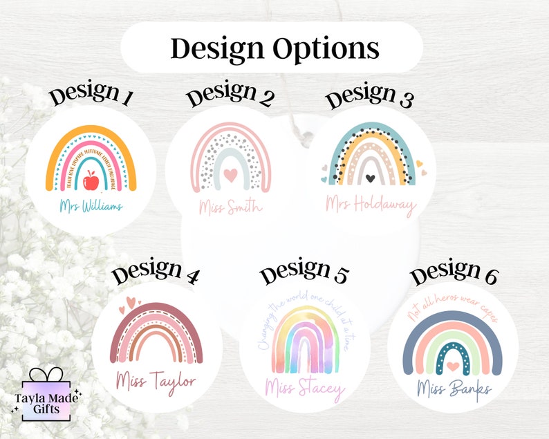 Personalized Teacher Ceramic Keepsake | Rainbow End of Year Gift - Etsy