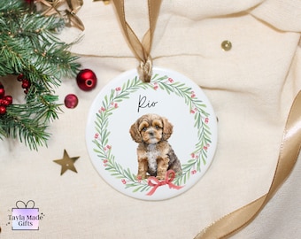 Cavapoo Christmas Decoration | Cavapoo Tree Ornament | Personalised Cavapoo Bauble | Cavapoo Christmas Gift | Ceramic Keepsake Decoration