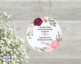 Personalized Mum Keepsake Gift: Ceramic Floral Ornament