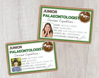 Personalized Palaeontologist ID Badge: Dinosaur Pretend Play