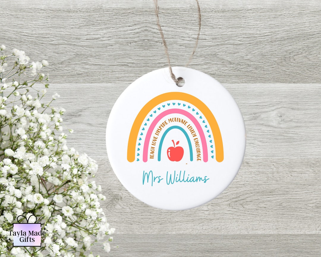 Personalized Teacher Ceramic Keepsake | Rainbow End of Year Gift - Etsy