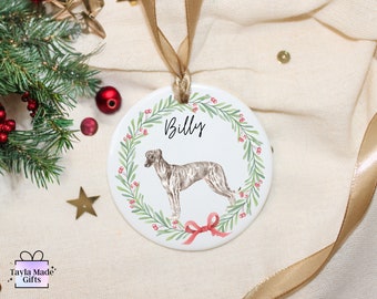 Whippet Christmas Decoration | Whippet Tree Ornament | Personalised Whippet Bauble | Whippet Christmas Gift | Whippet Ceramic Keepsake