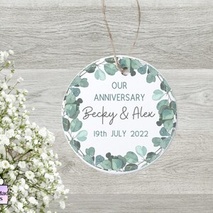 Personalized Anniversary Ceramic Keepsake: Eucalyptus Home Decor