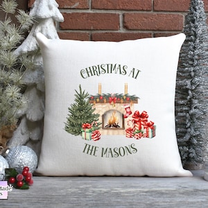 Personalized Christmas Linen Cushion: Family Keepsake Decor