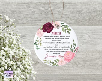 Personalized Mum Poem Ceramic Keepsake Gift: Hanging Decoration