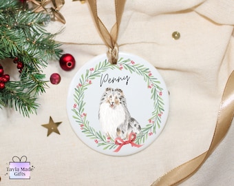 Sheltie Christmas Decoration | Shetland Sheepdog Tree Ornament | Personalised Sheltie Bauble | Shetland Sheepdog Christmas Gift | Keepsake