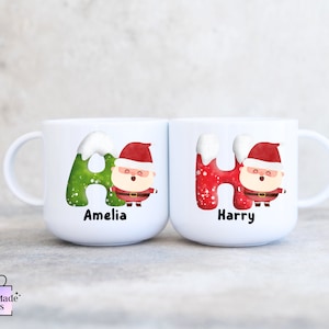 Santa Cup for Toddler | Unbreakable Mug | Child&#39;s 6oz Mug | Kid&#39;s Plastic Cup | Initial Christmas Gift for Toddler | Christmas Eve Box Gift