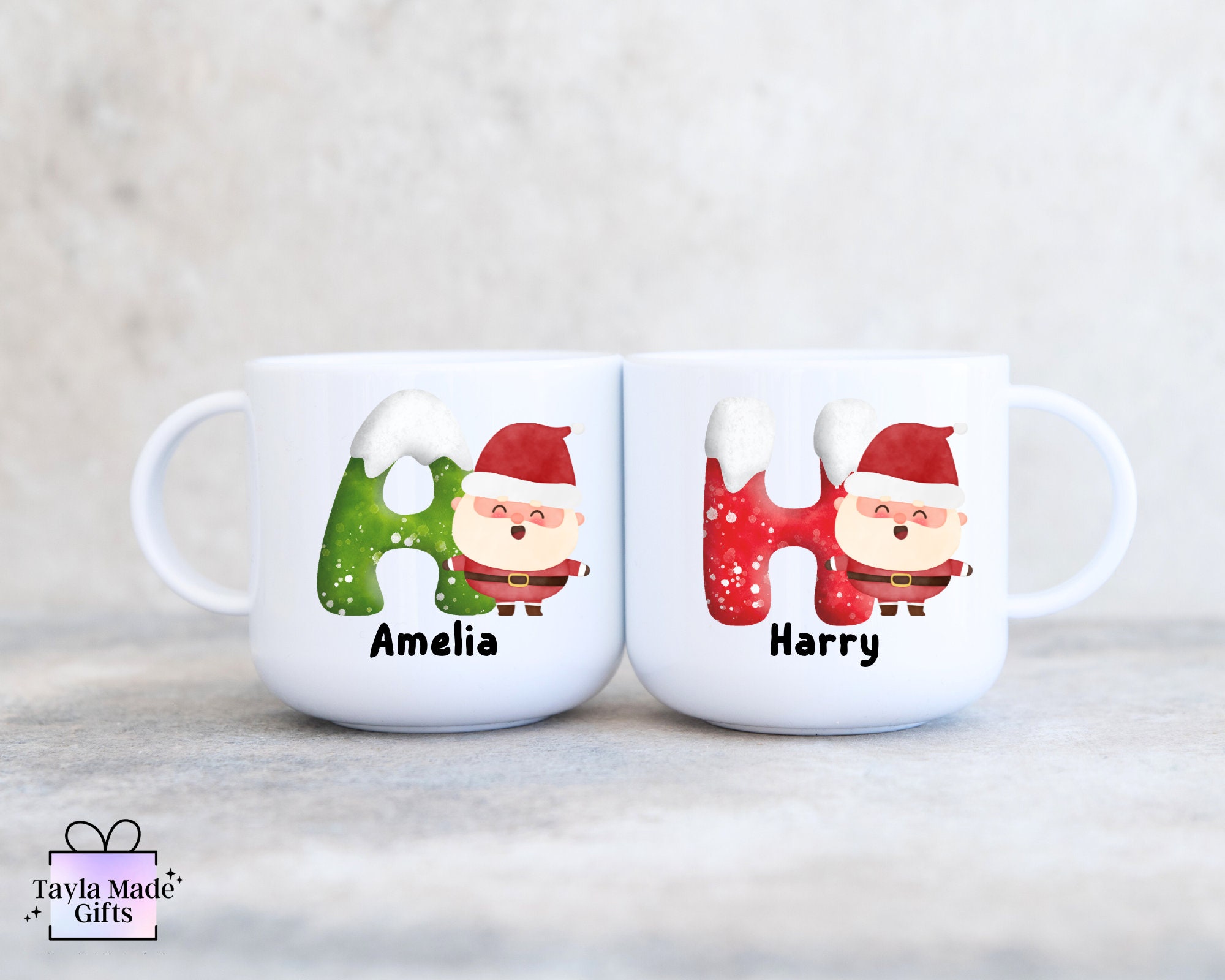 Santa Cup for Toddler | Unbreakable Mug | Child's 6oz Mug | Kid's Plastic Cup | Initial Christmas Gift for Toddler | Christmas Eve Box Gift