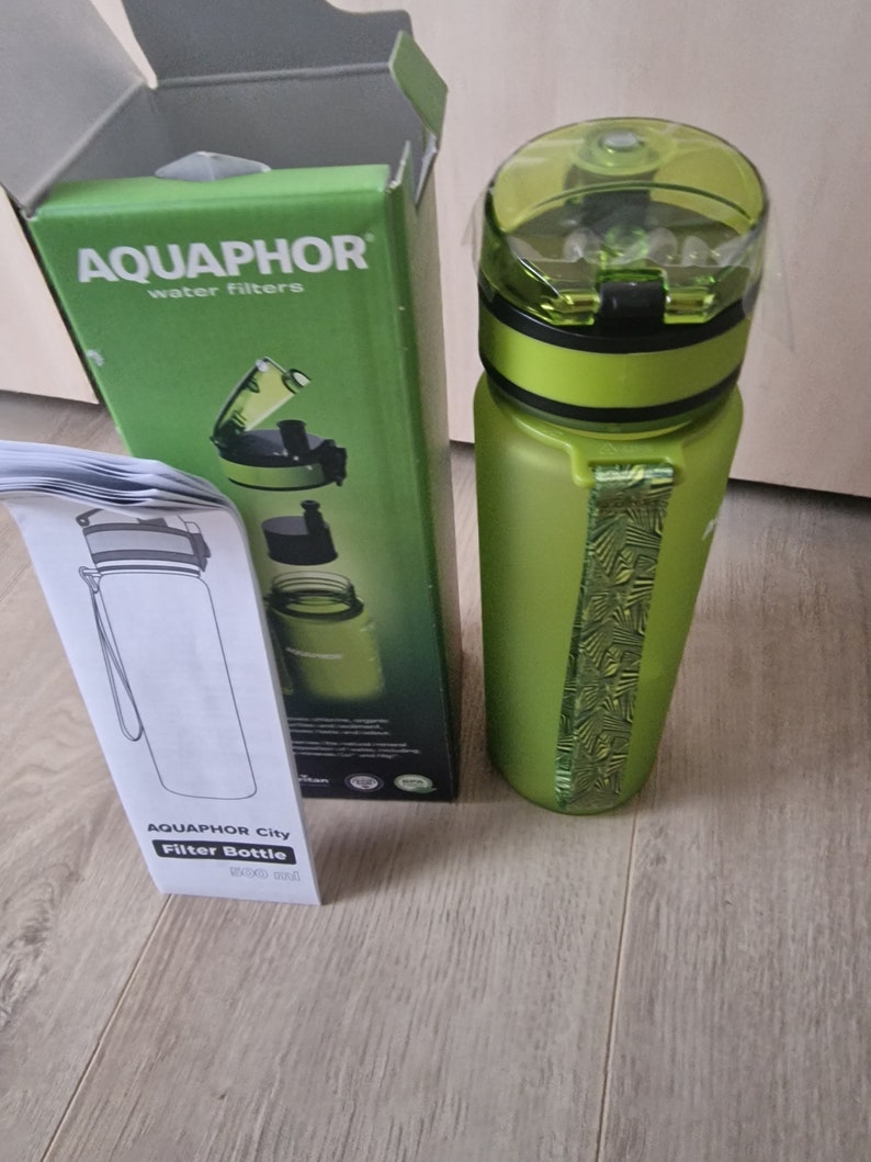 AQUAPHOR City Water Filter Drinking Bottle, 500ml, Bpafree, Green New