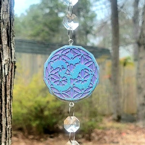 Ōṁ Holographic Amethyst Suncatcher