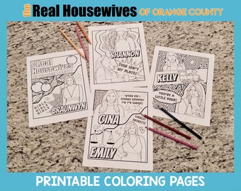 RHOC Printable Coloring Pages | The Real Housewives of Orange County adult coloring book | digital download print Bravo fan gift