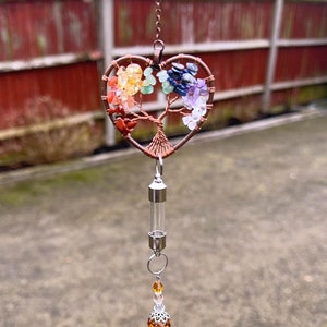 Multicolor Stones Tree of Life Sun Catcher Cremation Keepsake Urn