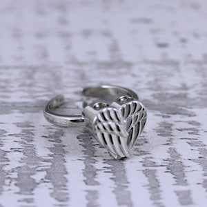 Sterling Silver Angel Wings Double Chambers Cremation Memorial Keepsake Urn Ring, Bereavement Jewelry, Funeral Cremation Ash Ring
