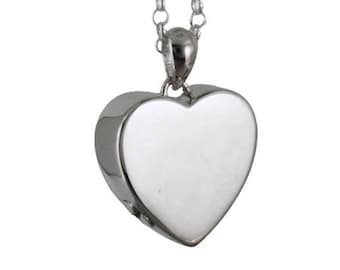 Sterling Silver Heart Cremation Memorial Keepsake Engraved Urn Necklace, Bereavement Jewelry, Funeral Cremation Ash Pendant