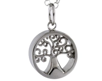 Sterling Silver Tree of Life Cremation Memorial Keepsake Urn Necklace, Bereavement Jewelry, Funeral Cremation Ash Pendant