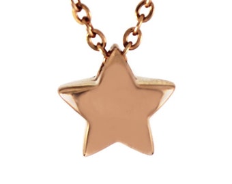 Rose Gold Small Star Cremation Ashes Memorial Keepsake Pendant, Polished Stainless Steel Urn Necklace
