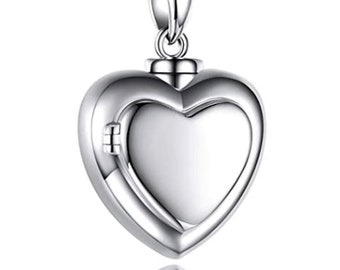 Sterling Silver Forever in My Heart Cremation Memorial Keepsake Engraved Urn Necklace, Bereavement Jewelry, Funeral Cremation Ash Pendant