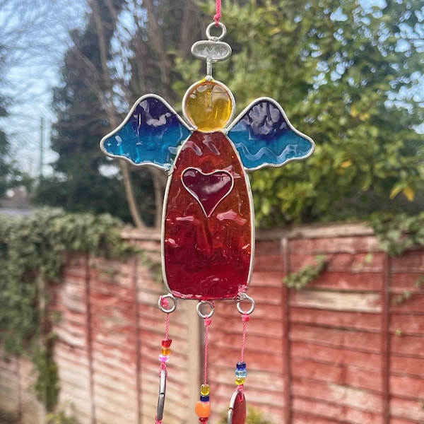 Angel Stained Glass Sun Catcher Cremation Keepsake Urn