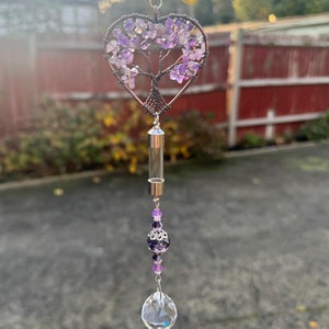 Amethist Stenen Levensboom Sun Catcher Crematie Aandenken Urn