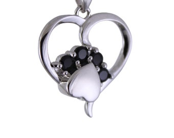 Sterling Silver Paw Print in my Heart Cremation Memorial Keepsake Urn Necklace, Bereavement Jewelry, Funeral Cremation Ash Pendant