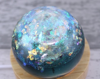 Reflections Effect Waterblue Sphere Cremation Urn, Memorial Ashes Keepsake Mini Urn, Resin Urn, Cremation Urn Lamp