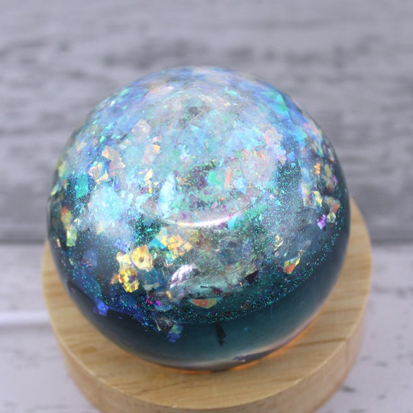 Reflections Effect Waterblue Sphere Cremation Urn, Memorial Ashes Keepsake Mini Urn, Resin Urn, Cremation Urn Lamp