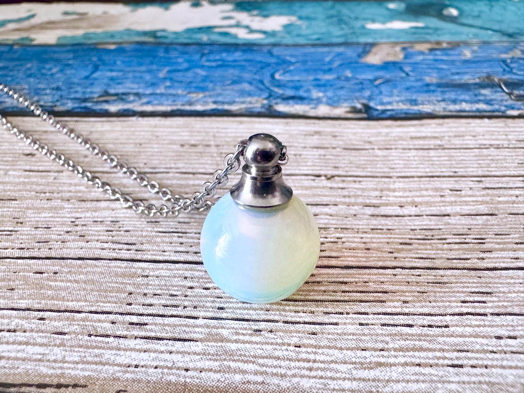 Natural Moonstone Crystal Ball Urn Necklace, Cremation Ashes Memorial ...
