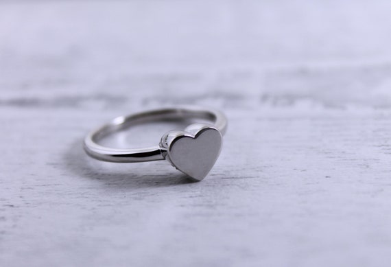 Silver Heart Cremation Memorial Keepsake Urn Stacking Ring, Bereavement Jewelry, Funeral Cremation Ash Ring