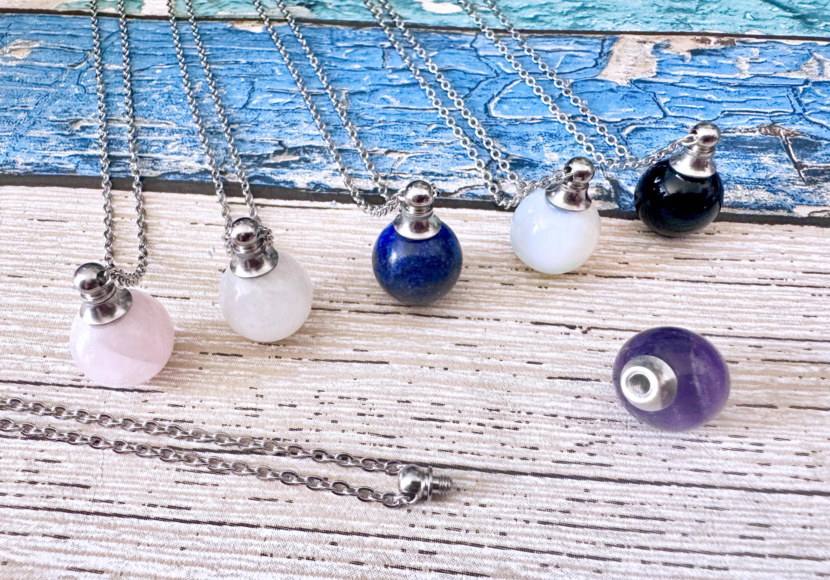 Natural Crystal Ball Urn Necklace, Cremation Ashes Memorial Keepsake ...