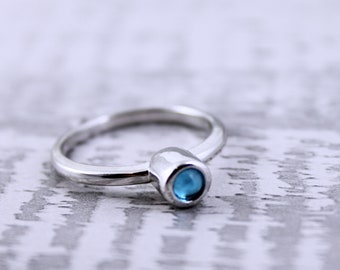 Sterling Silver Birthstone Cremation Memorial Keepsake Urn Stacking Ring, Bereavement Jewelry, Funeral Cremation Ash Ring