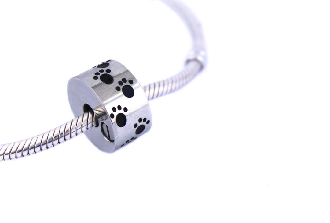 Paw Prints Cremation Ashes Urn Charm Bead for European Bracelet ...