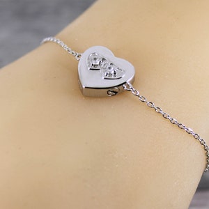 Sterling Silver Infinity Hearts Double Chambers Cremation Memorial Keepsake Engraved Urn Bracelet, Funeral Cremation Ash
