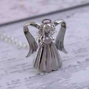 Sterling Silver Angel Cremation Memorial Keepsake Urn Necklace, Bereavement Jewelry, Funeral Cremation Ash Pendant