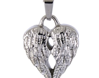 Angel Wings Double Chambers Cremation Ashes Memorial Keepsake Pendant, Polished Stainless Steel Urn Necklace