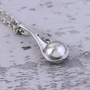 Sterling Silver Spoon Cremation Memorial Keepsake Engraved Urn Necklace, Bereavement Jewelry, Funeral Cremation Ash Pendant