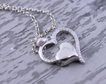 Arching Sterling Silver Heart Cremation Memorial Keepsake Urn Necklace, Bereavement Jewelry, Funeral Cremation Ash Pendant