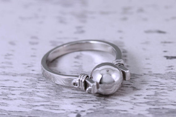 Silver Sphere Cremation Memorial Keepsake Urn Stacking Ring, Bereavement Jewelry, Funeral Cremation Ash Ring
